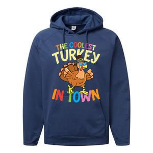 The Coolest Turkey In Town Hen Farmers Gift Performance Fleece Hoodie