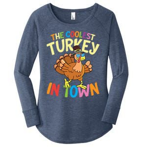 The Coolest Turkey In Town Hen Farmers Gift Women's Perfect Tri Tunic Long Sleeve Shirt