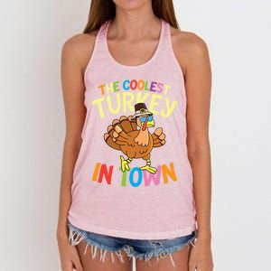 The Coolest Turkey In Town Hen Farmers Gift Women's Knotted Racerback Tank