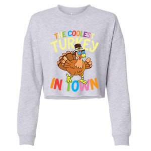 The Coolest Turkey In Town Hen Farmers Gift Cropped Pullover Crew