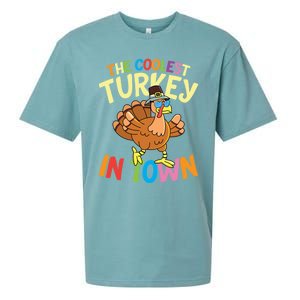 The Coolest Turkey In Town Hen Farmers Gift Sueded Cloud Jersey T-Shirt