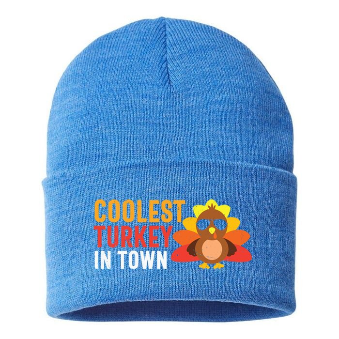 Thanksgiving Coolest Turkey In Town Thankful Gift Sustainable Knit Beanie