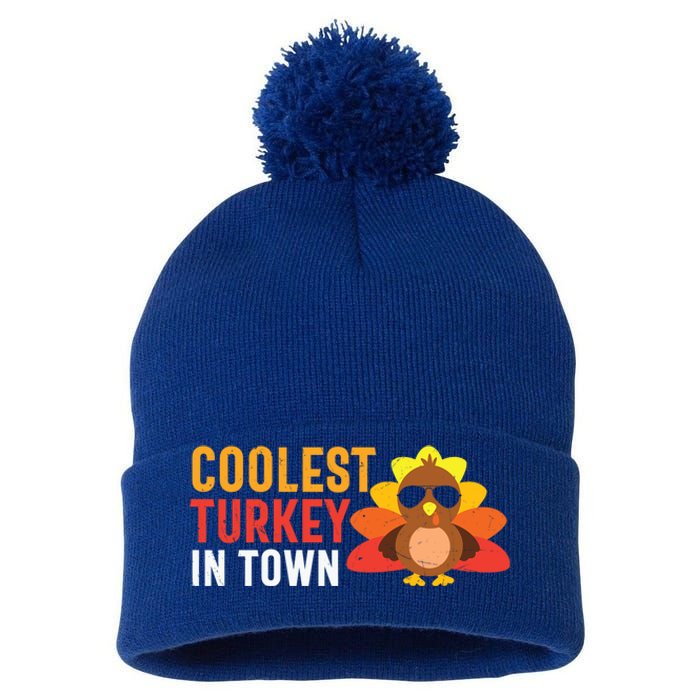 Thanksgiving Coolest Turkey In Town Thankful Gift Pom Pom 12in Knit Beanie