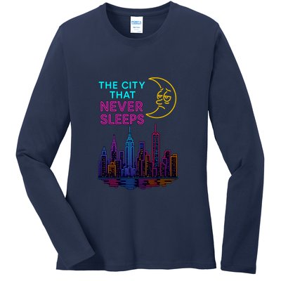 The City That Never Sleeps New York Ladies Long Sleeve Shirt