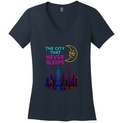 The City That Never Sleeps New York Women's V-Neck T-Shirt
