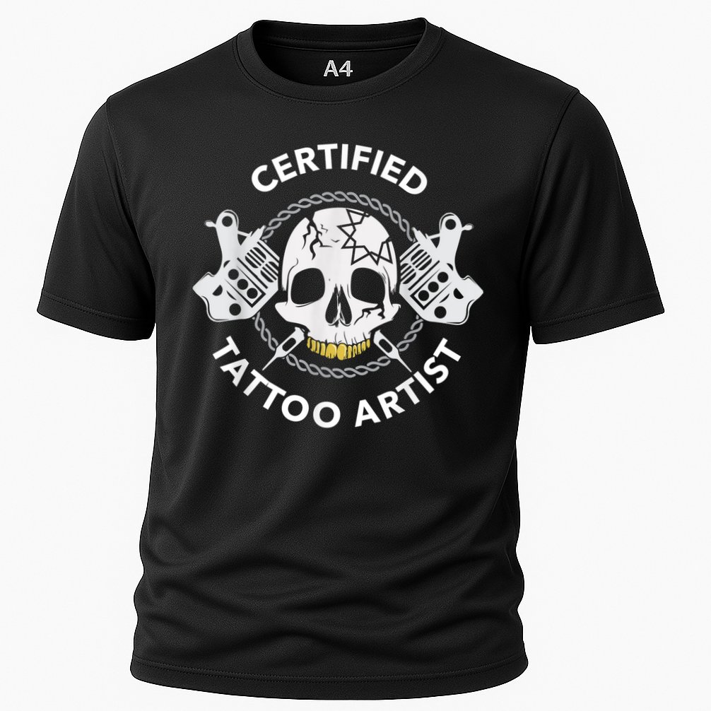 Tattooist Certified Tattoo Artist Tattoo Needle Skull Cooling Performance Crew T-Shirt
