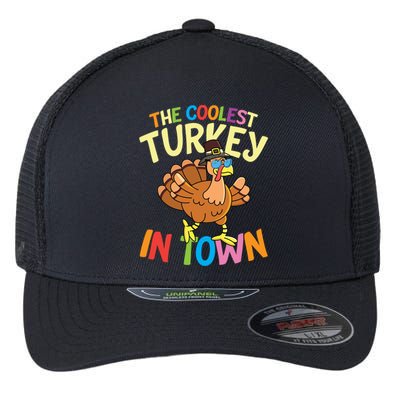 The Coolest Turkey In Town Hen Farmers Gift Flexfit Unipanel Trucker Cap