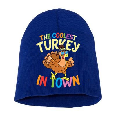 The Coolest Turkey In Town Hen Farmers Gift Short Acrylic Beanie