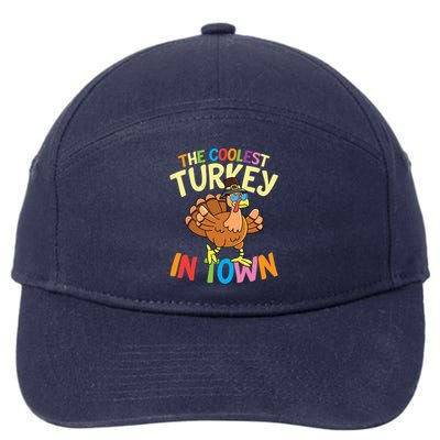 The Coolest Turkey In Town Hen Farmers Gift 7-Panel Snapback Hat