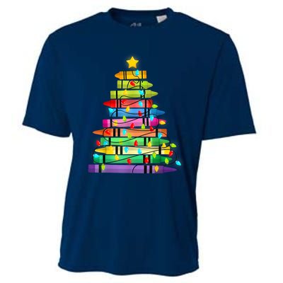 Teacher Christmas Tree Lights Student School Xmas Cooling Performance Crew T-Shirt