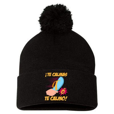 Te Calmas Ó Te Calmo Funny Spanish Funny Latina Mom Pom Pom 12in Knit Beanie