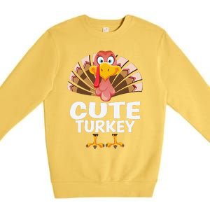 Thanksgiving Cute Turkey Matching Pajama Premium Crewneck Sweatshirt