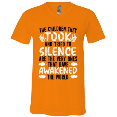The Children They Took Orange Day Indigenous Children V-Neck T-Shirt