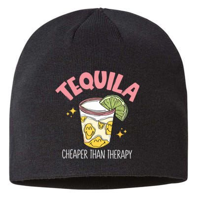 Tequila Cheape Than Therapy Funny Tequila Drinking Mexican Sustainable Beanie