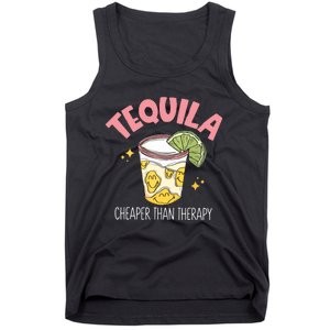 Tequila Cheape Than Therapy Funny Tequila Drinking Mexican Tank Top