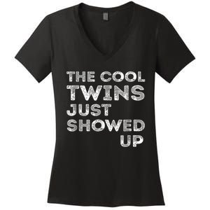 The Cool Twins Just Showed up Funny Twins Women's V-Neck T-Shirt