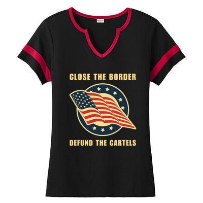 Texas Close The Border Conservative Patriotic Ladies Halftime Notch Neck Tee