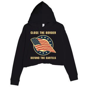 Texas Close The Border Conservative Patriotic Crop Fleece Hoodie