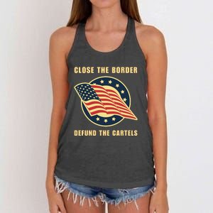 Texas Close The Border Conservative Patriotic Women's Knotted Racerback Tank