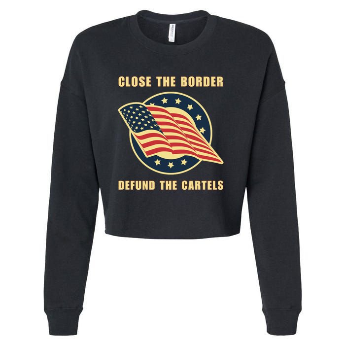 Texas Close The Border Conservative Patriotic Cropped Pullover Crew