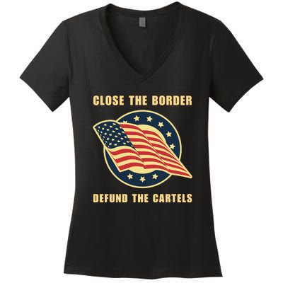 Texas Close The Border Conservative Patriotic Women's V-Neck T-Shirt