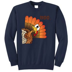 Thanksgiving Cute Turkey Moo IM A Cow Tall Sweatshirt