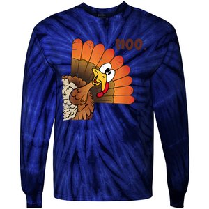 Thanksgiving Cute Turkey Moo IM A Cow Tie-Dye Long Sleeve Shirt