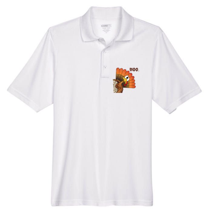 Thanksgiving Cute Turkey Moo IM A Cow Men's Origin Performance Pique Polo