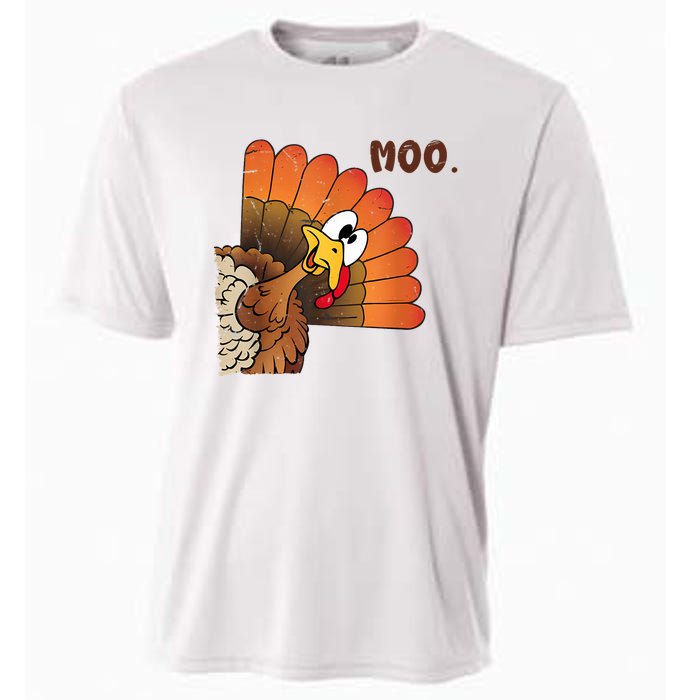 Thanksgiving Cute Turkey Moo IM A Cow Cooling Performance Crew T-Shirt