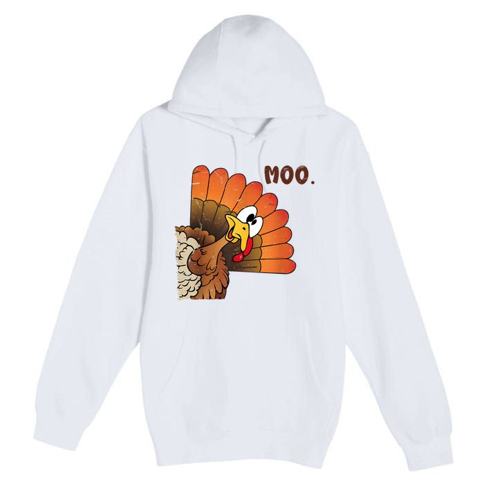 Thanksgiving Cute Turkey Moo IM A Cow Premium Pullover Hoodie