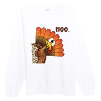 Thanksgiving Cute Turkey Moo IM A Cow Premium Crewneck Sweatshirt