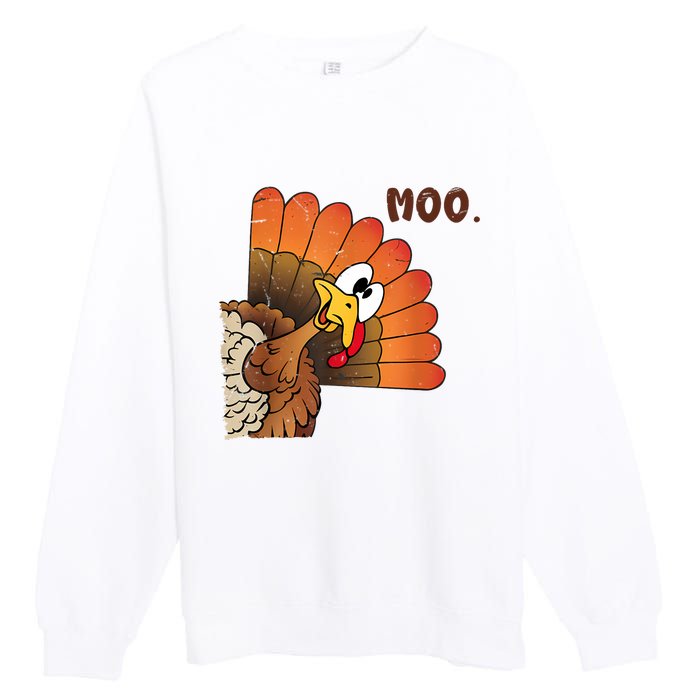 Thanksgiving Cute Turkey Moo IM A Cow Premium Crewneck Sweatshirt