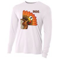 Thanksgiving Cute Turkey Moo IM A Cow Cooling Performance Long Sleeve Crew