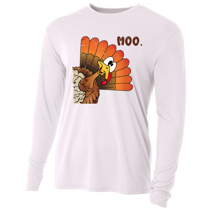 Thanksgiving Cute Turkey Moo IM A Cow Cooling Performance Long Sleeve Crew