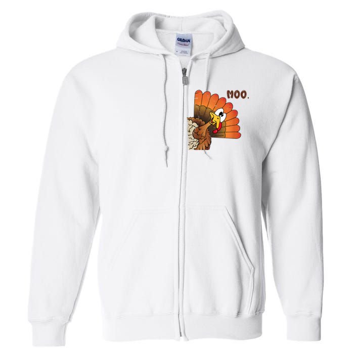 Thanksgiving Cute Turkey Moo IM A Cow Full Zip Hoodie