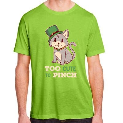 Too Cute To Pinch St Patricks Day Cat Irish Kitten Ireland Meaningful Gift Adult ChromaSoft Performance T-Shirt