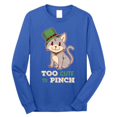 Too Cute To Pinch St Patricks Day Cat Irish Kitten Ireland Meaningful Gift Long Sleeve Shirt