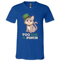 Too Cute To Pinch St Patricks Day Cat Irish Kitten Ireland Meaningful Gift V-Neck T-Shirt