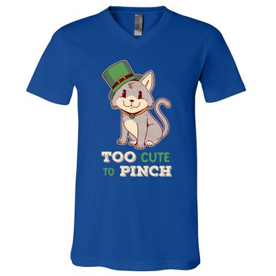 Too Cute To Pinch St Patricks Day Cat Irish Kitten Ireland Meaningful Gift V-Neck T-Shirt