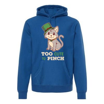 Too Cute To Pinch St Patricks Day Cat Irish Kitten Ireland Meaningful Gift Premium Hoodie