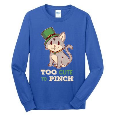 Too Cute To Pinch St Patricks Day Cat Irish Kitten Ireland Meaningful Gift Tall Long Sleeve T-Shirt