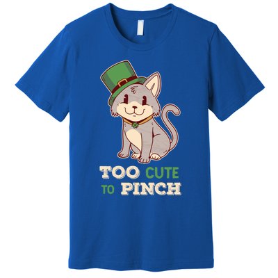 Too Cute To Pinch St Patricks Day Cat Irish Kitten Ireland Meaningful Gift Premium T-Shirt