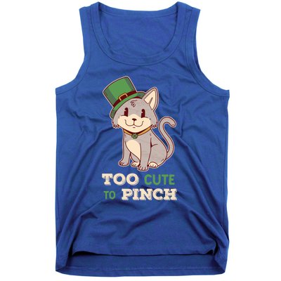 Too Cute To Pinch St Patricks Day Cat Irish Kitten Ireland Meaningful Gift Tank Top