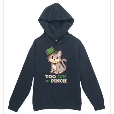 Too Cute To Pinch St Patricks Day Cat Irish Kitten Ireland Meaningful Gift Urban Pullover Hoodie