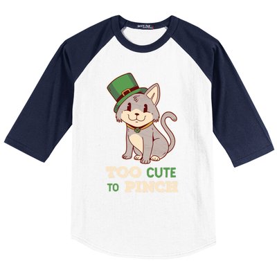 Too Cute To Pinch St Patricks Day Cat Irish Kitten Ireland Meaningful Gift Baseball Sleeve Shirt