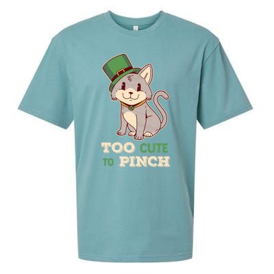 Too Cute To Pinch St Patricks Day Cat Irish Kitten Ireland Meaningful Gift Sueded Cloud Jersey T-Shirt