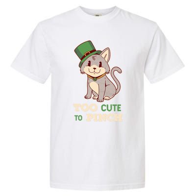 Too Cute To Pinch St Patricks Day Cat Irish Kitten Ireland Meaningful Gift Garment-Dyed Heavyweight T-Shirt