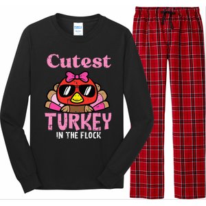 Thanksgiving Cutest Turkey Flock Long Sleeve Pajama Set