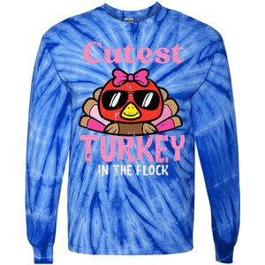 Thanksgiving Cutest Turkey Flock Tie-Dye Long Sleeve Shirt