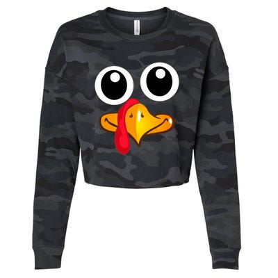 Thanksgiving Cute Turkey Face Cropped Pullover Crew